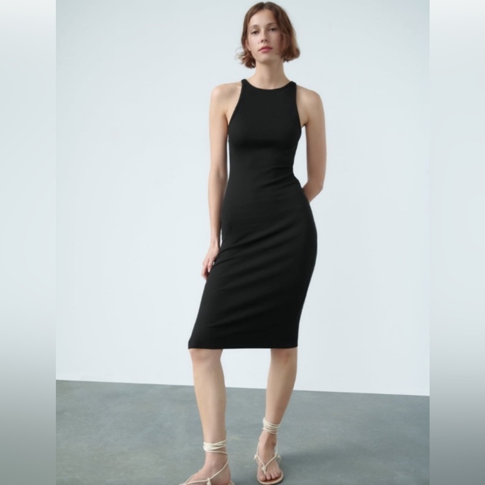 Zara Elegant Black Sleeveless Summer Dress Nwt